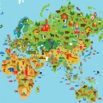  โปสเตอร์ ขนาดใหญ่ แผนที่โลกสำหรับเด็ก World Map for Kid 