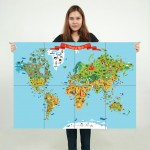  โปสเตอร์ ขนาดใหญ่ แผนที่โลกสำหรับเด็ก World Map for Kid 