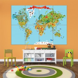 World Map for Kid Block Giant Wall Art Poster (P-1650)