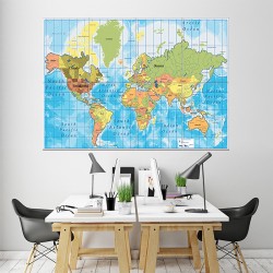 World Oceans Map Block Giant Wall Art Poster (P-1651)