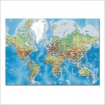 World Map with Countries Block Giant Wall Art Poster