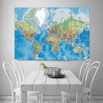 World Map with Countries Block Giant Wall Art Poster