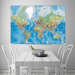 World Map with Countries Block Giant Wall Art Poster (P-1653)