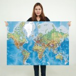 World Map with Countries Block Giant Wall Art Poster