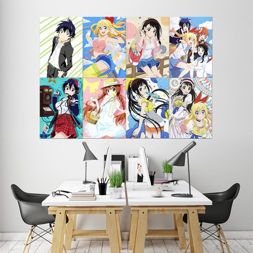 Nisekoi Anime Characters Wand-Kunstdruck Riesenposter