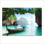 Boat on Small Island in Thailand Wand-Kunstdruck Riesenposter