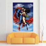 Superman and Wonder Woman Kiss Wand-Kunstdruck Riesenposter