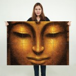 Face of Golden Buddha Block Giant Wall Art Poster