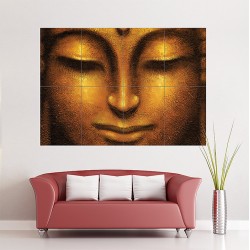 Face of Golden Buddha Block Giant Wall Art Poster (P-1699)