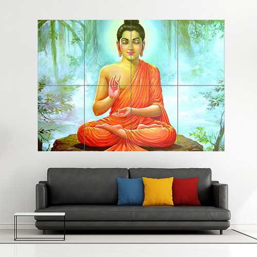 Buddha Meditating in the Jungle Block Giant Wall Art Poster