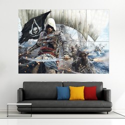 Assassin's Creed 4 Black Flag Game Battle Ship Wand-Kunstdruck Riesenposter (P-1764)