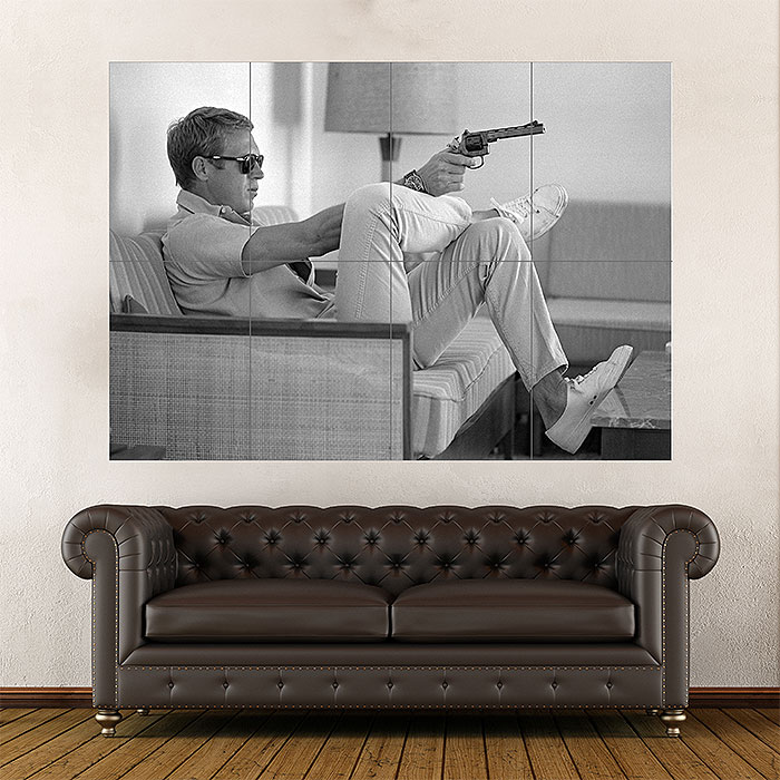 Steve Mcqueen Gun Movie Block Giant Poster