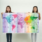 World Standard Time Zones Map Block Giant Wall Art Poster 