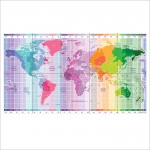 World Standard Time Zones Map Block Giant Wall Art Poster 