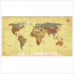 Vintage World Map Block Giant Wall Art Poster