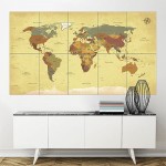 Vintage World Map Block Giant Wall Art Poster