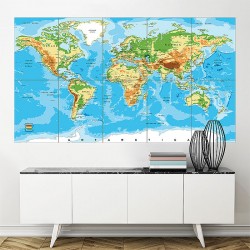 Relief Map of the World Block Giant Wall Art Poster (P-1824)