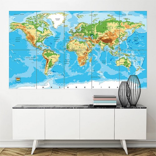 Relief Map of the World Wand-Kunstdruck Riesenposter