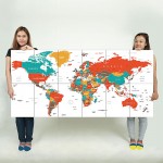 World Map Green Red Yellow Brown Block Giant Wall Art Poster 