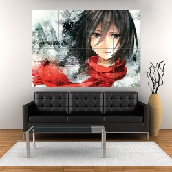 Shingeki no Kyojin Mikasa Ackerman Attack on Titan Block Giant Wall Art Poster (P-1872)