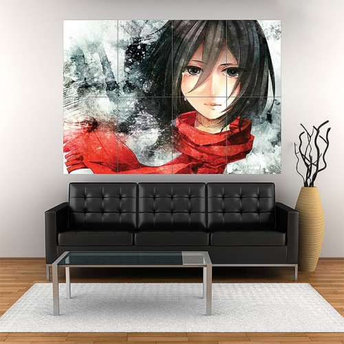 Shingeki no Kyojin Mikasa Ackerman Attack on Titan Block Giant Wall Art Poster 