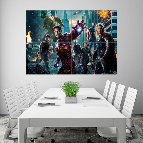 Avengers Superhero Characters Block Giant Wall Art Poster