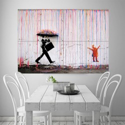 Banksy Color Raining Umbrella Block Giant Wall Art Poster (P-1919)