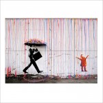 Banksy Color Raining Umbrella Wand-Kunstdruck Riesenposter 