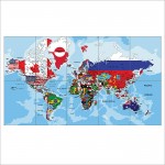 Map Of The World With Flags Block Giant Wall Art Poster 