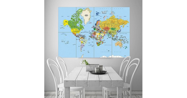 Map Of The World Block Giant Wall Art Poster (P-1969)