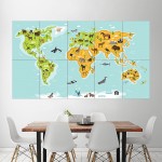 World Kids Map Wand-Kunstdruck Riesenposter 