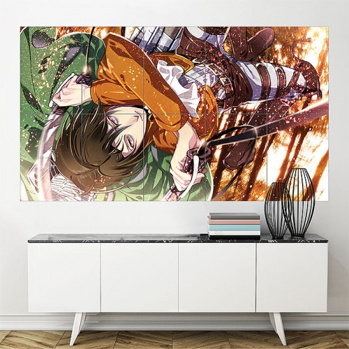  Attack on Titan Home Decor Anime Shingeki no Kyojin Cosplay  Wall Scroll Poster Fabric Painting Levi & Mikasa Ackerman 23.6 X 17.7  Inches-134: Posters & Prints