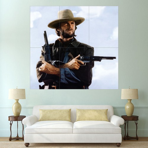 Clint Eastwood Cowboy Gun Block Giant Wall Art Poster