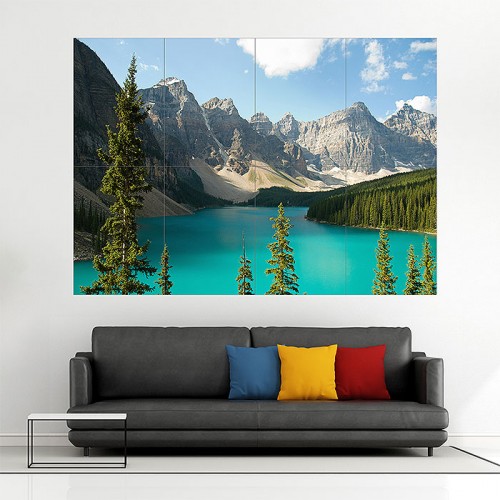 Alberta canada lake mountains  Wand-Kunstdruck Riesenposter