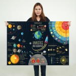 โปสเตอร์ ขนาดใหญ่ อินโฟกราฟฟิค ระบบสุริยะ Universe Infographics Solar System Planets