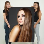 Long Brown Straight Woman Hairstyle Block Giant Wall Art Poster