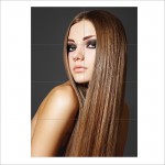 Long Brown Straight Woman Hairstyle Block Giant Wall Art Poster