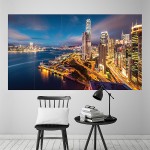 Hong Kong Harbour Night Lights  Wand-Kunstdruck Riesenposter 