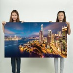 Hong Kong Harbour Night Lights  Wand-Kunstdruck Riesenposter 