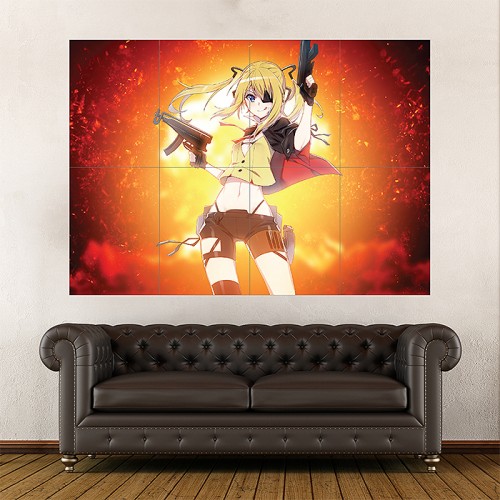 Anime Girl Guns Block Giant Wall Art Poster