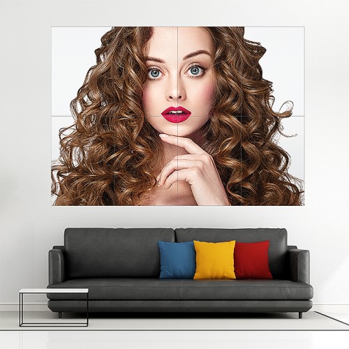 Beautiful Curly Hairstyle Block Giant Wall Art Poster