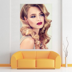 Blondel Girl with Long Wavy Hair Block Giant Wall Art Poster (P-2145)