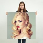 Beautiful Blonde Model Girl with Long Curly Hair Block Giant Wall Art Poster