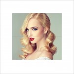 Beautiful Blonde Model Girl with Long Curly Hair Block Giant Wall Art Poster