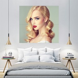 Beautiful Blonde Model Girl with Long Curly Hair Block Giant Wall Art Poster (P-2146)