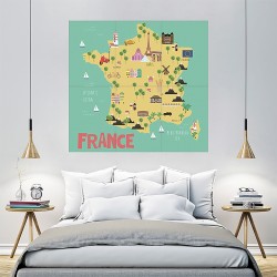 Kid Country Map France Block Poster Block Giant Wall Art Poster (P-2148)