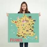 Kid Country Map France Block Poster  Block Giant Wall Art Poster