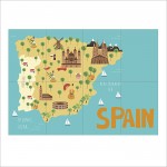 Kid Country Map Spain  Block Giant Wall Art Poster