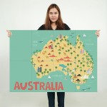 Kid Country Map Australia Block Giant Wall Art Poster