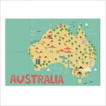 Kid Country Map Australia Block Giant Wall Art Poster